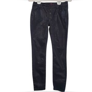 2B Bebe Black Velvet Skinny Pants Animal Print Size:29  High Waist  Ankle-length